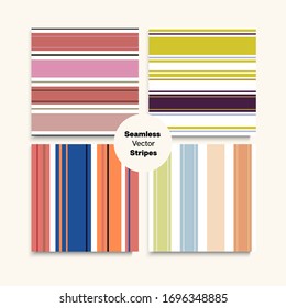 Sailor Stripes Seamless Design Set. Training Suit Lines Male Female Childrens Seamless Stripes Pattern. Spring Autumn Trendy Fashion Print. Hipster Fashion Background Vintage Lines Endless Texture.