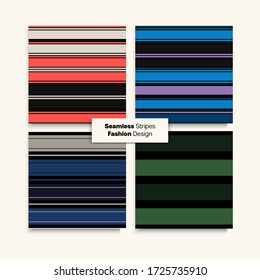 Sailor Stripes Seamless Design Set. Trendy Lines Endless Pattern. Swimming Suit Lines Vintage Fashion Background Summer Spring Modern Fashion Textile. Female Childrens Male Seamless Stripes Texture.