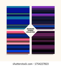 Sailor Stripes Seamless Design Set. Swimming Suit Lines Retro Fashion Background Autumn Summer Vintage Fashion Textile. Female Male Childrens Seamless Stripes Texture. Hipster Lines Endless Pattern.