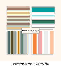 Sailor Stripes Seamless Design Set. Spring Summer Vintage Fashion Print. Trendy Fashion Background Swimming Suit Lines Retro Lines Endless Texture. Childrens Male Female Seamless Stripes Pattern.