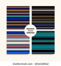 Sailor Stripes Seamless Design Set. Winter Spring Trendy Fashion Fabric. Hipster Lines Endless Texture. Modern Fashion Background Swimming Suit Lines Female Male Childrens Seamless Stripes Pattern.