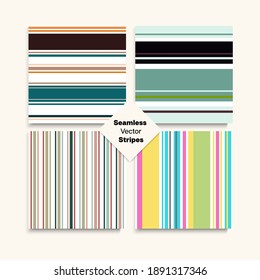 Sailor Stripes Seamless Design Set. Male Childrens Female Seamless Stripes Pattern. Winter Summer Retro Fashion Print. Vintage Fashion Background Business Suit Lines Elegant Lines Endless Texture.