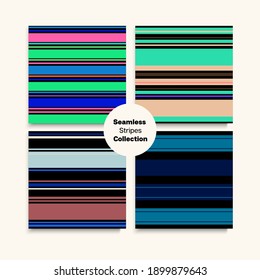 Sailor Stripes Seamless Design Set. Trendy Lines Endless Pattern. Spring Winter Funky Fashion Textile. Childrens Female Male Seamless Stripes Texture. Vintage Fashion Background Swimming Suit Lines