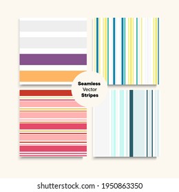 Sailor Stripes Seamless Design Set. Vintage Lines Endless Texture. Elegant Fashion Background Female Childrens Male Seamless Stripes Pattern. Business Suit Lines Autumn Spring Hipster Fashion Print.