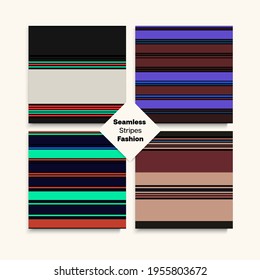 Sailor Stripes Seamless Design Set. Business Suit Lines Childrens Female Male Seamless Stripes Texture. Vintage Fashion Background Summer Spring Modern Fashion Textile. Trendy Lines Endless Pattern.