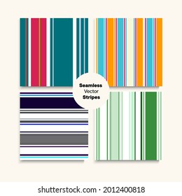 Sailor Stripes Seamless Design Set. Male Female Childrens Seamless Stripes Pattern. Training Suit Lines Summer Spring Hipster Fashion Print. Retro Fashion Background Modern Lines Endless Texture.