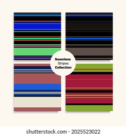 Sailor Stripes Seamless Design Set. Training Suit Lines Elegant Fashion Background Male Female Childrens Seamless Stripes Pattern. Modern Lines Endless Texture. Summer Autumn Hipster Fashion Fabric.