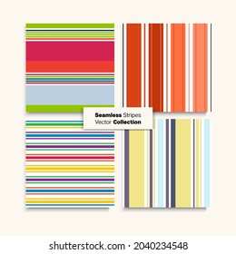 Sailor Stripes Seamless Design Set. Retro Lines Endless Texture. Trendy Fashion Background Female Male Childrens Seamless Stripes Pattern. Autumn Winter Elegant Fashion Textile. Business Suit Lines