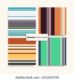 Sailor Stripes Seamless Design Set. Swimming Suit Lines Winter Spring Vintage Fashion Textile. Male Childrens Female Seamless Stripes Pattern. Retro Lines Endless Texture. Elegant Fashion Background