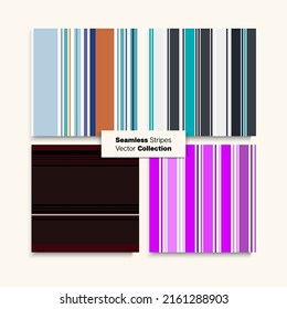 Sailor Stripes Seamless Design Set. Modern Lines Endless Pattern. Childrens Female Male Seamless Stripes Texture. Business Suit Lines Summer Spring Retro Fashion Fabric. Vintage Fashion Background