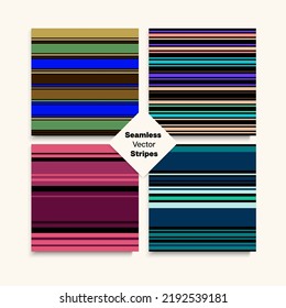 Sailor Stripes Seamless Design Set. Summer Spring Funky Fashion Textile. Elegant Lines Endless Texture. Vintage Fashion Background Male Female Childrens Seamless Stripes Pattern. Training Suit Lines