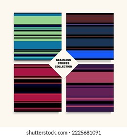 Sailor Stripes Seamless Design Set. Trendy Fashion Background Summer Spring Funky Fashion Textile. Childrens Male Female Seamless Stripes Pattern. Training Suit Lines Modern Lines Endless Texture.