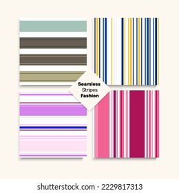 Sailor Stripes Seamless Design Set. Autumn Spring Elegant Fashion Fabric. Retro Lines Endless Pattern. Female Male Childrens Seamless Stripes Texture. Swimming Suit Lines Modern Fashion Background