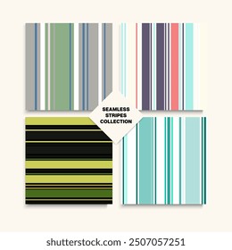 Sailor Stripes Seamless Design Set. Hipster Fashion Background Childrens Male Female Seamless Stripes Pattern. Winter Autumn Retro Fashion Print. Trendy Lines Endless Texture. Swimming Suit Lines