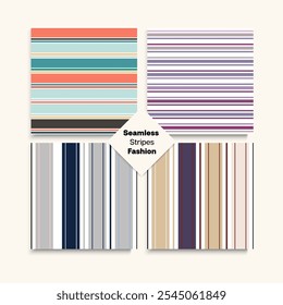 Sailor Stripes Seamless Design Set. Modern Lines Endless Texture. Summer Winter Vintage Fashion Fabric. Childrens Female Male Seamless Stripes Pattern. Trendy Fashion Background Training Suit Lines