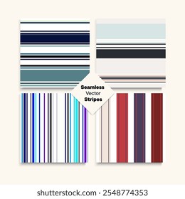 Sailor Stripes Seamless Design Set. Summer Winter Elegant Fashion Fabric. Funky Fashion Background Hipster Lines Endless Texture. Business Suit Lines Male Childrens Female Seamless Stripes Pattern.