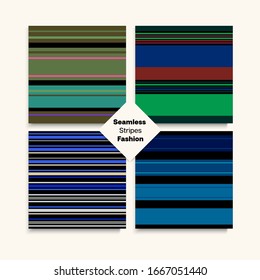 Sailor Stripes Seamless Pattern Set. Funky Fashion Background Childrens Female Male Seamless Stripes Design. Swimming Suit Lines Modern Lines Endless Texture. Winter Summer Hipster Fashion Print.
