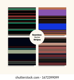 Sailor Stripes Seamless Pattern Set. Autumn Summer Modern Fashion Fabric. 