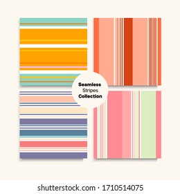 Sailor Stripes Seamless Pattern Set. Childrens Male Female Seamless Stripes Texture. Swimming Suit Lines Summer Autumn Funky Fashion Fabric. Retro Lines Endless Design. Modern Fashion Background