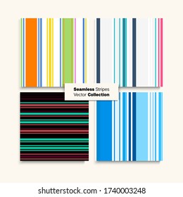 Sailor Stripes Seamless Pattern Set. Spring Winter Modern Fashion Fabric. Business Suit Lines Funky Fashion Background Childrens Female Male Seamless Stripes Texture. Elegant Lines Endless Design.