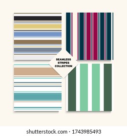 Sailor Stripes Seamless Pattern Set. Childrens Male Female Seamless Stripes Design. Business Suit Lines Spring Winter Trendy Fashion Textile. Elegant Lines Endless Texture. Modern Fashion Background