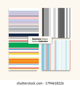 Sailor Stripes Seamless Pattern Set. Hipster Fashion Background Elegant Lines Endless Texture. Summer Spring Modern Fashion Fabric. Female Male Childrens Seamless Stripes Design. Swimming Suit Lines