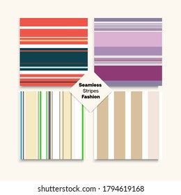 Sailor Stripes Seamless Pattern Set. Elegant Lines Endless Design. Male Female Childrens Seamless Stripes Pattern. Business Suit Lines Hipster Fashion Background Summer Spring Funky Fashion Textile.