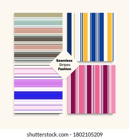 Sailor Stripes Seamless Pattern Set. Swimming Suit Lines Summer Spring Retro Fashion Fabric. Vintage Lines Endless Texture. Female Childrens Male Seamless Stripes Design. Modern Fashion Background