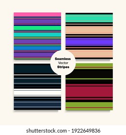 Sailor Stripes Seamless Pattern Set. Training Suit Lines Retro Fashion Background Female Male Childrens Seamless Stripes Design. Autumn Summer Funky Fashion Textile. Hipster Lines Endless Texture.