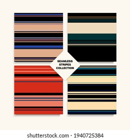 Sailor Stripes Seamless Pattern Set. Modern Lines Endless Texture. Autumn Winter Vintage Fashion Fabric. Funky Fashion Background Swimming Suit Lines Female Childrens Male Seamless Stripes Design.