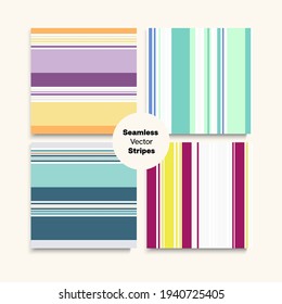 Sailor Stripes Seamless Pattern Set. Trendy Fashion Background Vintage Lines Endless Texture. Spring Winter Funky Fashion Textile. Female Male Childrens Seamless Stripes Design. Swimming Suit Lines