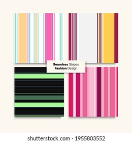 Sailor Stripes Seamless Pattern Set. Autumn Spring Modern Fashion Fabric. Business Suit Lines Vintage Fashion Background Childrens Female Male Seamless Stripes Texture. Retro Lines Endless Design.
