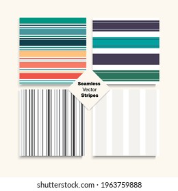 Sailor Stripes Seamless Pattern Set. Vintage Fashion Background Autumn Summer Modern Fashion Print. Male Female Childrens Seamless Stripes Texture. Elegant Lines Endless Design. Training Suit Lines