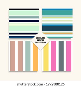 Sailor Stripes Seamless Pattern Set. Elegant Fashion Background Autumn Spring Retro Fashion Print. Female Male Childrens Seamless Stripes Texture. Swimming Suit Lines Modern Lines Endless Design.