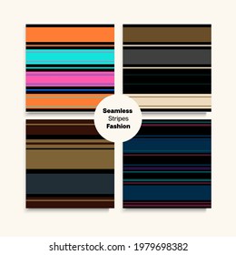 Sailor Stripes Seamless Pattern Set. Male Female Childrens Seamless Stripes Design. Spring Autumn Elegant Fashion Textile. Hipster Lines Endless Texture. Swimming Suit Lines Vintage Fashion Background