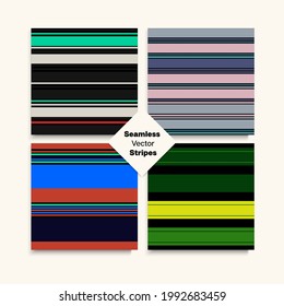 Sailor Stripes Seamless Pattern Set. Retro Lines Endless Texture. Training Suit Lines Spring Winter Modern Fashion Fabric. Elegant Fashion Background Female Childrens Male Seamless Stripes Design.