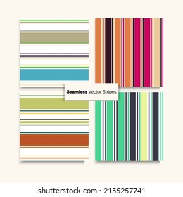 Sailor Stripes Seamless Pattern Set. Modern Lines Endless Texture. Childrens Female Male Seamless Stripes Design. Retro Fashion Background Winter Autumn Trendy Fashion Fabric. Swimming Suit Lines
