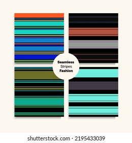 Sailor Stripes Seamless Pattern Set. Vintage Lines Endless Design. Female Male Childrens Seamless Stripes Texture. Winter Autumn Modern Fashion Textile. Swimming Suit Lines Hipster Fashion Background