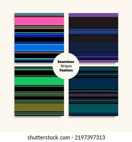 Sailor Stripes Seamless Pattern Set. Funky Fashion Background Male Female Childrens Seamless Stripes Texture. Training Suit Lines Spring Winter Modern Fashion Textile. Vintage Lines Endless Design.