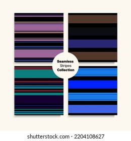 Sailor Stripes Seamless Pattern Set. Autumn Summer Trendy Fashion Fabric. Funky Lines Endless Texture. Childrens Female Male Seamless Stripes Design. Business Suit Lines Hipster Fashion Background