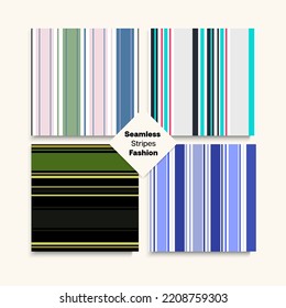 Sailor Stripes Seamless Pattern Set. Training Suit Lines Elegant Fashion Background Hipster Lines Endless Design. Female Male Childrens Seamless Stripes Texture. Spring Autumn Vintage Fashion Fabric.