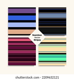 Sailor Stripes Seamless Pattern Set. Autumn Winter Modern Fashion Fabric. Swimming Suit Lines Male Female Childrens Seamless Stripes Design. Funky Lines Endless Texture. Hipster Fashion Background