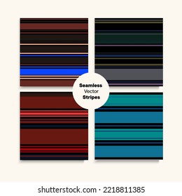 Sailor Stripes Seamless Pattern Set. Vintage Fashion Background Childrens Female Male Seamless Stripes Design. Business Suit Lines Funky Lines Endless Texture. Spring Winter Trendy Fashion Print.