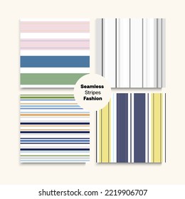 Sailor Stripes Seamless Pattern Set. Summer Winter Funky Fashion Print. Male Female Childrens Seamless Stripes Texture. Modern Lines Endless Design. Swimming Suit Lines Hipster Fashion Background