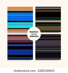 Sailor Stripes Seamless Pattern Set. Retro Fashion Background Male Childrens Female Seamless Stripes Texture. Modern Lines Endless Design. Summer Winter Funky Fashion Print. Swimming Suit Lines