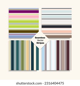 Sailor Stripes Seamless Pattern Set. Vintage Lines Endless Texture. Autumn Winter Retro Fashion Print. Business Suit Lines Trendy Fashion Background Male Childrens Female Seamless Stripes Design.