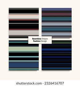 Sailor Stripes Seamless Pattern Set. Vintage Fashion Background Training Suit Lines Female Childrens Male Seamless Stripes Texture. Retro Lines Endless Design. Autumn Spring Funky Fashion Textile.