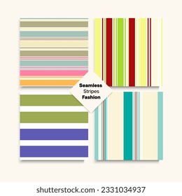 Sailor Stripes Seamless Pattern Set. Hipster Fashion Background Childrens Female Male Seamless Stripes Design. Modern Lines Endless Texture. Winter Spring Elegant Fashion Fabric. Swimming Suit Lines