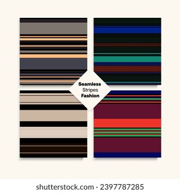 Sailor Stripes Seamless Pattern Set. Swimming Suit Lines Elegant Fashion Background Winter Summer Retro Fashion Textile. Vintage Lines Endless Texture. Female Male Childrens Seamless Stripes Design.