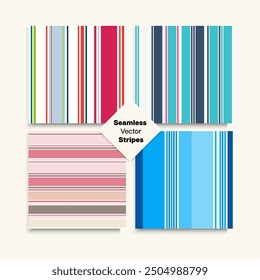 Sailor Stripes Seamless Pattern Set. Swimming Suit Lines Trendy Fashion Background Winter Summer Modern Fashion Fabric. Childrens Female Male Seamless Stripes Texture. Hipster Lines Endless Design.